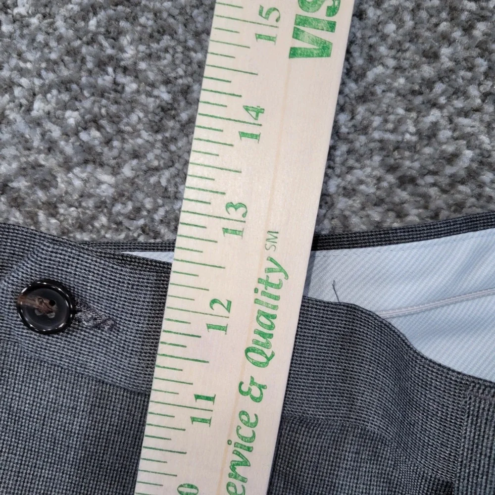 Ralph Lauren Mens 40x32 Grey Pleated Cuffed Dress Pants Stretch Micro Pattern